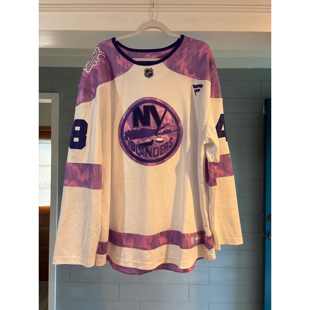 New York Islanders Fanatics Hockey Fights Cancer Schaefer 48‎ Jersey Mens 2XL